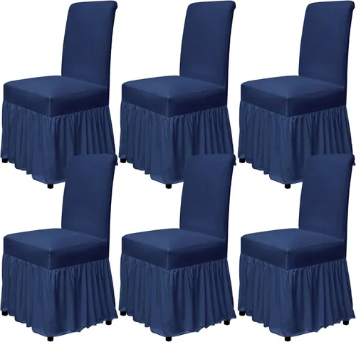 Miniatura 23 de molasofa Juego de 6 fundas para sillas de comedor, fundas elásticas para sillas con falda para cocina, protectores de asiento de cocina, decoración