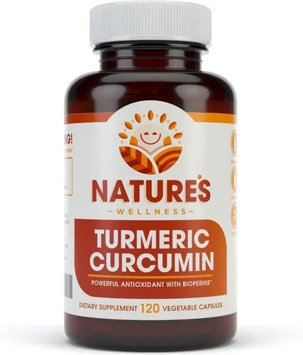 Curcumina de cúrcuma orgánica de 1600 mg con bioperina y pimienta negra, sin OMG, apoyo natural para las articulaciones, mayor potencia con 95%