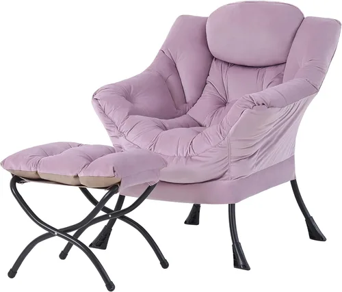 Miniatura 9 de Tiita - Sillón reclinable con otomana, grande, moderno, silla de ocio, de lectura, con reposapiés, para dormitorio, sala de estar, dormitorios, Gris