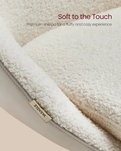 Miniatura 5 de VASAGLE Silla de tocador con respaldo, silla de escritorio giratoria ajustable y linda con ruedas, sherpa y cuero PU para soporte lumbar, compacta