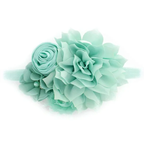 My Lello Diadema Shabby Tela Flor Cluster Bebé - Bebé - Niño Pequeño - Niña Elástico Mineral Hielo, Hielo mineral