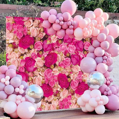 Miniatura 3 de Fondo de pared de rosas rojas y rosas rosas para el Día de la Madre, telón de fondo para fotografía de niñas, princesa, cumpleaños, baby shower