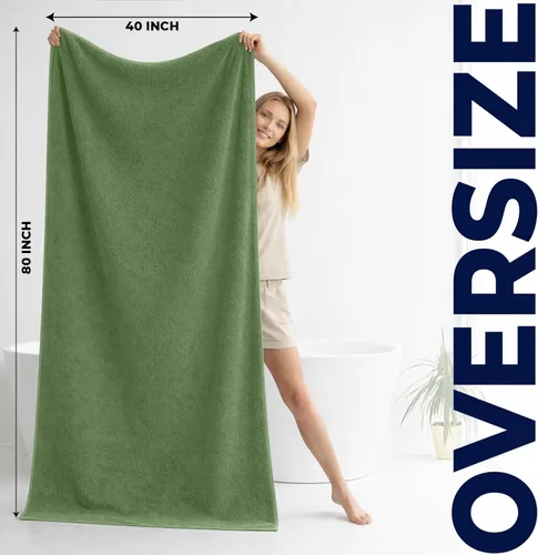 Miniatura 2 de DAN RIVER Paquete de 1 toalla de baño jumbo de 40 x 80 pulgadas, toallas de baño extragrandes de secado rápido para baño, toallas suaves y Verde