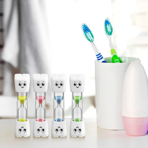 Miniatura 3 de Weewooday Temporizador de cepillo de dientes de 4 piezas, temporizador de arena de 2 minutos, patrón de sonrisa, cepillado de dientes para un