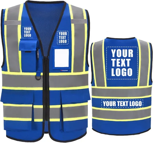 Miniatura 13 de AYKRM Chaleco de Seguridad de Construcción Personalizado con Logotipo Impreso de Alta Visibilidad Reflectante de 2 Tonos