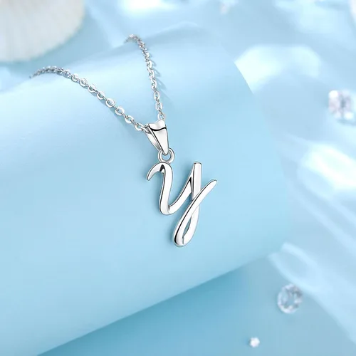 Miniatura 129 de EUDORA Collares de plata esterlina con inicial para mujer, regalos clásicos de 26 letras sin cuello para niñas, hermana, madre hija, cadena de 18