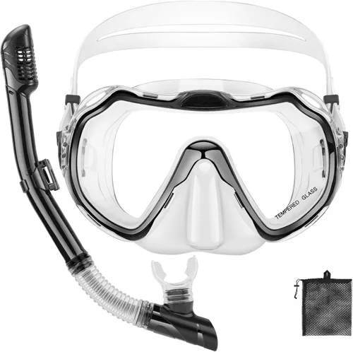 Miniatura 15 de Snorkeling Gear for Adults, Adult Snorkel Set with Panoramic Anti-Leak and Anti-Fog Tempered Glass Snorkel Mask, Dry Top Snorkel, Snorkle Mask Set