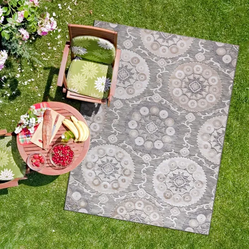 Miniatura 26 de CAMILSON Alfombra para Interiores y Exteriores, Alfombras de Área Azules 5x7 con Hojas Tropicales Botánicas para Patios Interiores y Exteriores