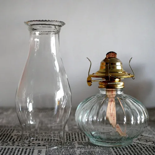 Miniatura 4 de Lámpara de aceite Chimenea Base de 3 pulgadas 8 2/8 pulgadas de altura Lámpara de queroseno Lámpara de repuesto de vidrio transparente alto