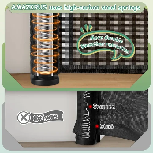 Miniatura 5 de Puertas retráctiles para bebés de 200 pulgadas extra anchas, puerta retráctil para perros de 34 pulgadas de alto para puertas, puerta retráctil Negro