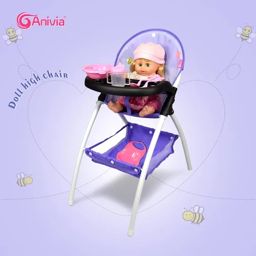 Miniatura 5 de Anivia Silla alta de muñeca de bebé, silla alta de juguete para muñeca (DH010A morado)