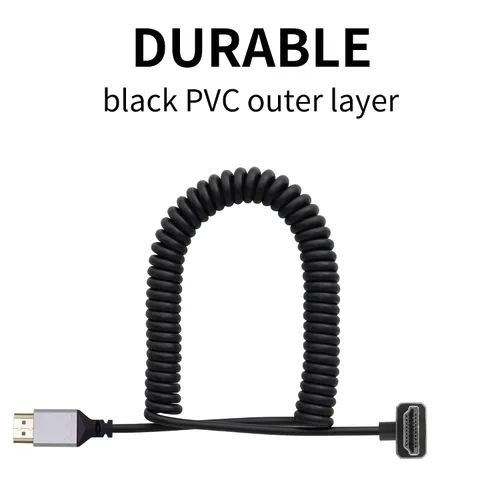 Miniatura 3 de 90 grados de ángulo descendente UHD 4K HDTV macho a HDTV macho 18Gbps 2.0 extensor cable en espiral soporta 4K @60Hz, 1080p, ARC, 3D