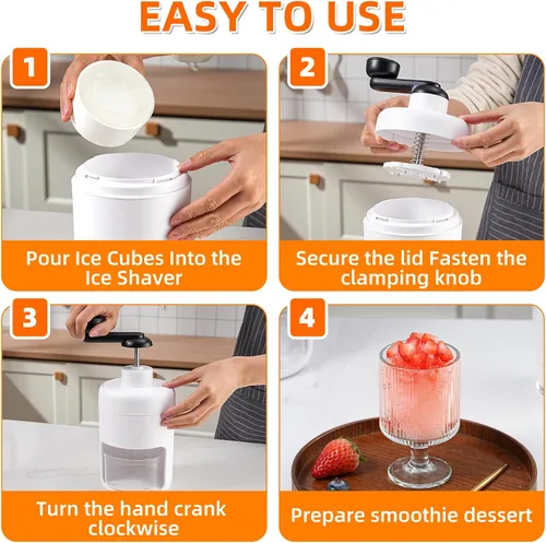 Miniatura 4 de Máquina de afeitar de hielo y cono de nieve - Trituradora de hielo portátil de alta calidad y máquina de hielo afeitado con tazas de molde de hielo