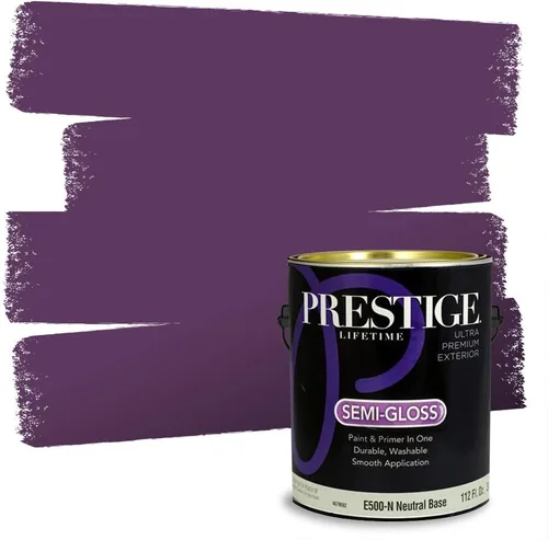 Miniatura 3 de PRESTIGE Pinturas de pintura interior e imprimación en uno, 1 galón, plano, combinación comparable de Sherwin Williams* Kimono Violet*