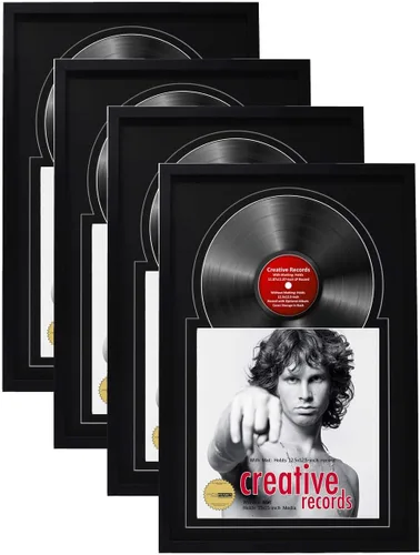 Miniatura 10 de Creative Picture Frames Marco de vinilo Jukebox de 16 x 24 pulgadas con paspartú doble doble blanco-negro, marco de álbum de discos LP