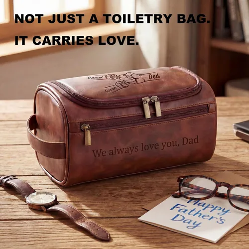 Miniatura 6 de Easycosy Neceser personalizado para hombres, grabado con nombre e iniciales, neceser de cuero PU para hombres para viajar, artículos esenciales