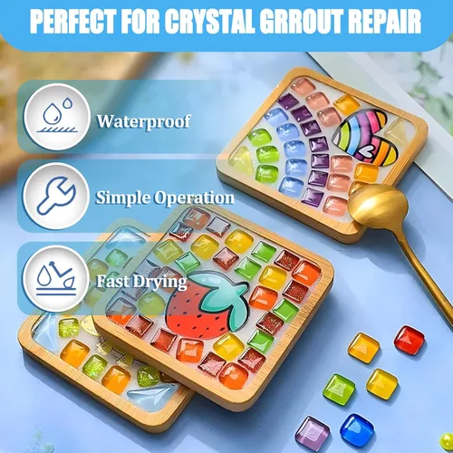 Miniatura 3 de Lechada de Mosaico de Cristal, Herramientas de Azulejos de Mosaico, Accesorios de Azulejos de Mosaico – Esencial para el Enlucido Artesanal y Blanco