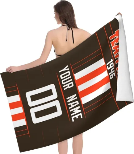 Miniatura 4 de ANTKING Toalla de playa Cleveland de 32 x 52 pulgadas, personalizada con cualquier nombre y número para hombres, mujeres y jóvenes, regalos
