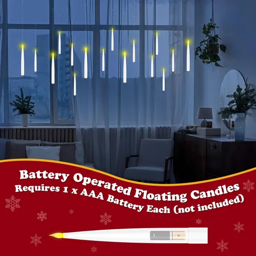 Miniatura 3 de 18 velas flotantes con varita, decoraciones mágicas colgantes mágicas, velas de ventana a pilas con control remoto de varita, velas LED de luz