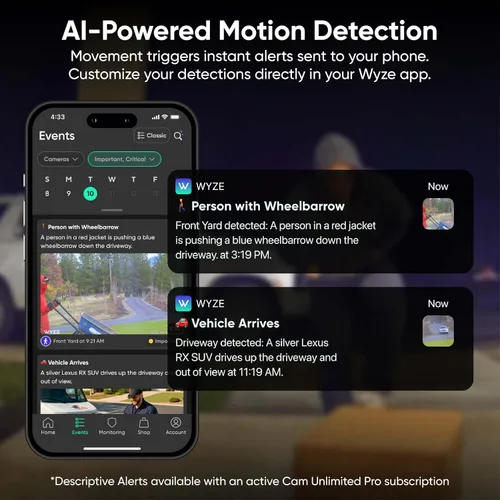 Miniatura 9 de Wyze Cámara de ventana, cámara de seguridad WiFi HD para interiores, visión nocturna a color mejorada, antirreflejo, detección de movimiento