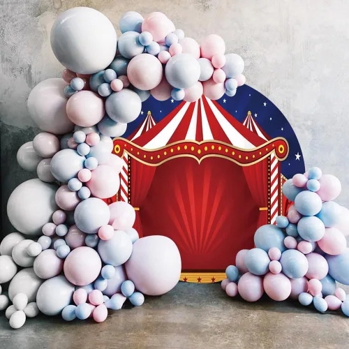Miniatura 3 de Renaiss Carpa de circo redonda de 3 x 3 pies para sesión de fotos, para niños y niñas, retrato, carpa roja, cielo estrellado, círculo, fotografía