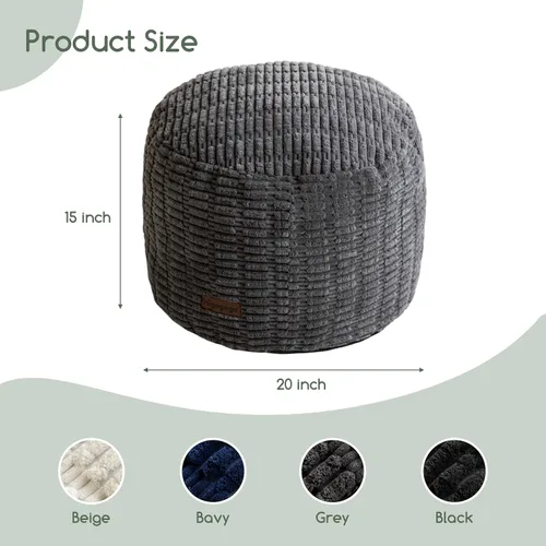 Miniatura 2 de HIGOGOGO Puf otomano relleno redondo moderno relleno de espuma pufs para sala de estar, silla, decorativo, 20 x 15 pulgadas, taburete bohemio Gris