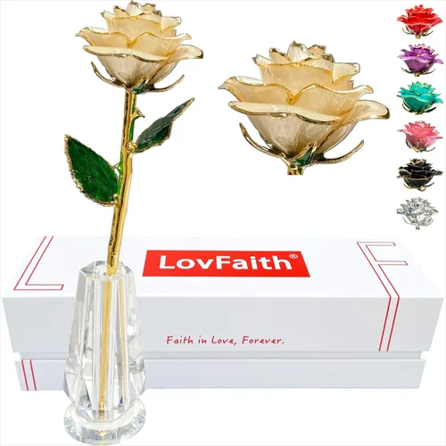 Miniatura 12 de Día de San Valentín, rosa real sumergida en oro de 24 quilates con soporte de cristal, el mejor regalo original de rosa para su esposa, aniversario