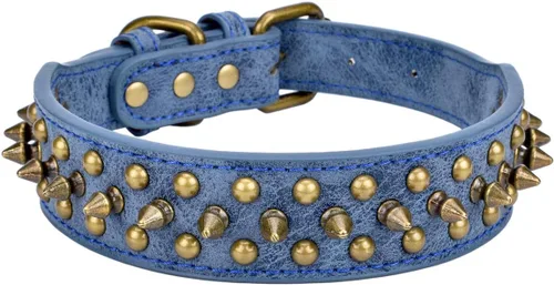 Miniatura 13 de Collar ajustable de piel sintética con remaches de clavos para gatos, cachorros y perros.