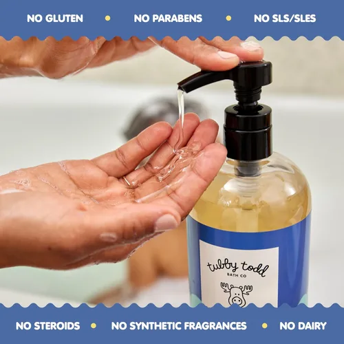 Miniatura 6 de Set de regalo de baño para bebé TUBBY TODD Essentials – 8.5 onzas de lavado para cabello y cuerpo, 8.5 onzas de baño de burbujas y 3.5 onzas