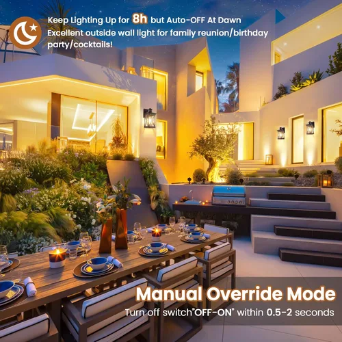 Miniatura 3 de Luces exteriores con sensor de movimiento para montaje en pared, 2 paquetes marrones de luces de pared exteriores impermeables del atardecer al