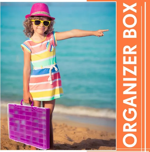 Miniatura 6 de Juexica 2 piezas Caja organizadora de almacenamiento de joyería de plástico grande con 48 rejillas, caja de aparejos, contenedor organizador