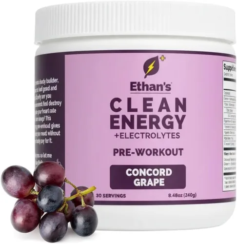 Ethan's Feel Good - Mezcla de bebidas de hidratación y preentrenamiento | Cafeína a base de plantas, electrolitos, vitaminas B - Concord Grape