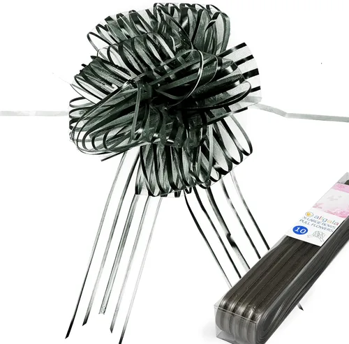 Allgala GP90502 - Paquete de 10 lazos de organza de 7 pulgadas de ancho extra grande de 2 pulgadas de ancho para envolver regalos, cestas de Negro