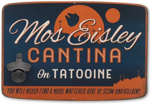 Abrebotellas de pared Disney Star Wars Mos Eisley Cantina, abrebotellas vintage de Star Wars, gran idea de regalo Azul marino