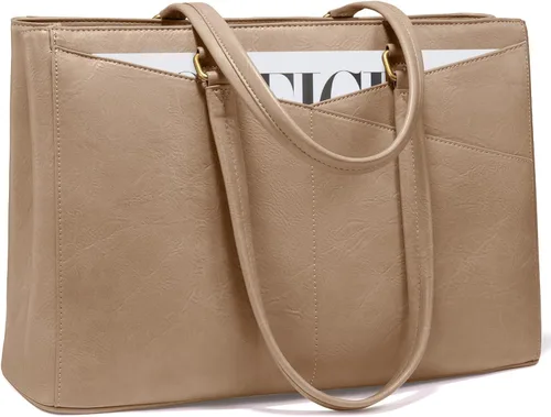 Miniatura 25 de LOVEVOOK Bolsa para laptop para mujeres, bolsa de mano para laptop de 15.6 pulgadas para mujeres, bolsas de mano de trabajo de cuero vintage
