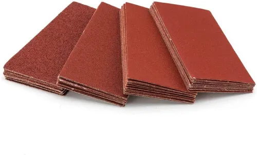 Miniatura 5 de POWERTEC Bloque de lijado con 40 hojas de papel de lija de gancho y bucle (grano 40, 80, 120, 180, 10 cada uno) para carpintería, herramienta