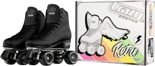 Miniatura 7 de Crazy Skates Retro Roller Skates Adjustable or Fixed Sizes Classic Quad Skates for Men, Women and Girls Negro (ajustable)
