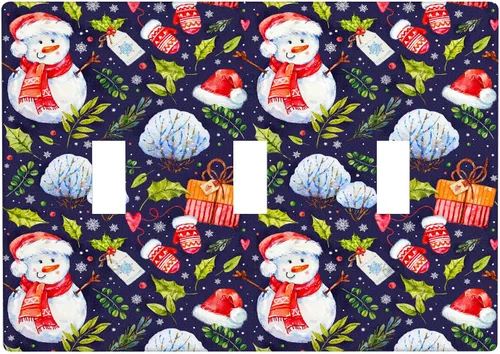 Miniatura 50 de Cubierta de interruptor de luz dúplex de 1 banda, cubierta decorativa de Navidad con copos de nieve rojos, placa frontal decorativa para cocina