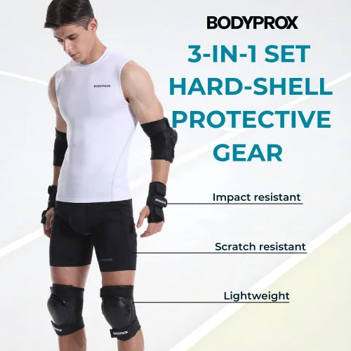 Miniatura 2 de BODYPROX - Juego de rodilleras, coderas y muñequeras para patinaje en línea, patinaje en patineta, patinaje en patines y BMX.