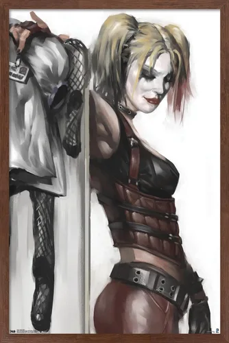 Miniatura 10 de DC Comics - Póster de pared de Harley Quinn, 22.4 pulgadas de largo x 14.7 pulgadas de ancho, versión enmarcada de madera de granero