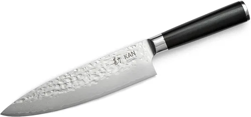 Miniatura 7 de KAN Cuchillo de chef profesional Core VG-10 de 8 pulgadas, 67 capas de Damasco ambidiestro (hoja japonesa VG-10 no martillada, mango de ébano)