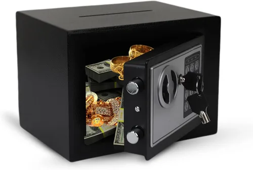 Miniatura 2 de Darice Caja fuerte para dinero, caja fuerte con cerradura electrónica de combinación y llave de emergencia, caja fuerte para efectivo con ranura