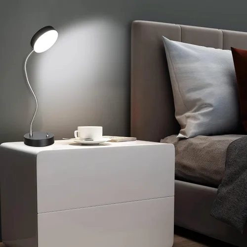 Miniatura 6 de Lámpara de escritorio LED de cuello de cisne flexible de 19.25 pulgadas, luz de mesa plegable con base estable, 4.5 W, 260 lúmenes, 4000 K, cable