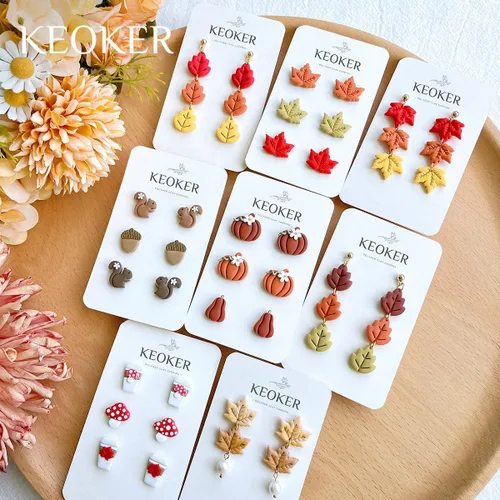 Miniatura 5 de Keoker Cortadores de arcilla polimérica de otoño, cortadores de arcilla de calabaza para hacer aretes, 19 formas de arcilla de otoño (todos)