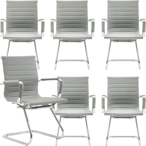 Miniatura 40 de Juego de 2 sillas de sala de conferencias, sillas de sala de espera con brazos, sillas de recepción de piel sintética sin ruedas, sillas
