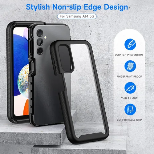 Miniatura 5 de seacosmo Diseñada para funda de teléfono Galaxy A14 5G, cubierta de cuerpo completo a prueba de golpes, con protector de pantalla integrado, funda
