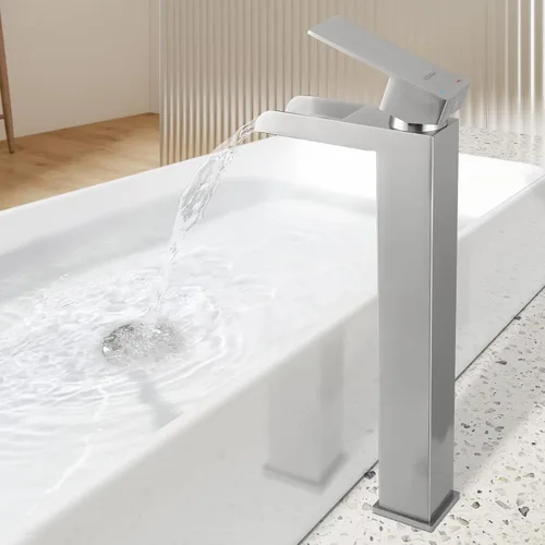 Miniatura 9 de PARLOS 1441102D - Grifo mezclador de lavabo de baño de una sola manija, con línea de suministro de agua, níquel cepillado, 1441102D