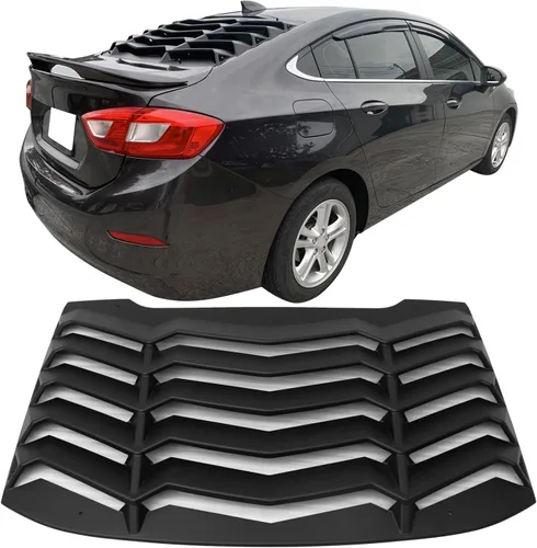 IKON MOTORSPORTS - Rejilla para parabrisas compatible con Chevy Cruze 2016-2019, persianas para ventana trasera, parasol sin pintar, ABS negro