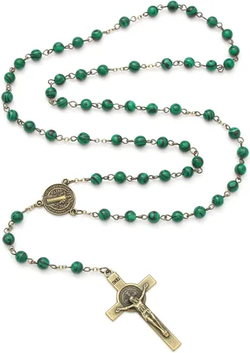 Miniatura 58 de KOMI Rosario de cuentas católicas para mujer, collar de cuentas de rosario con cruz de crucifijo, perlas de cristal, rosario, rosarios, católicos