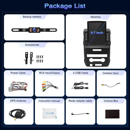 Miniatura 7 de Radio de coche de 9.7 pulgadas para Ford F150 2009 2010 2011 2012 doble DIN con Carplay inalámbrico Android Auto [2+32G] Bluetooth pantalla estéreo